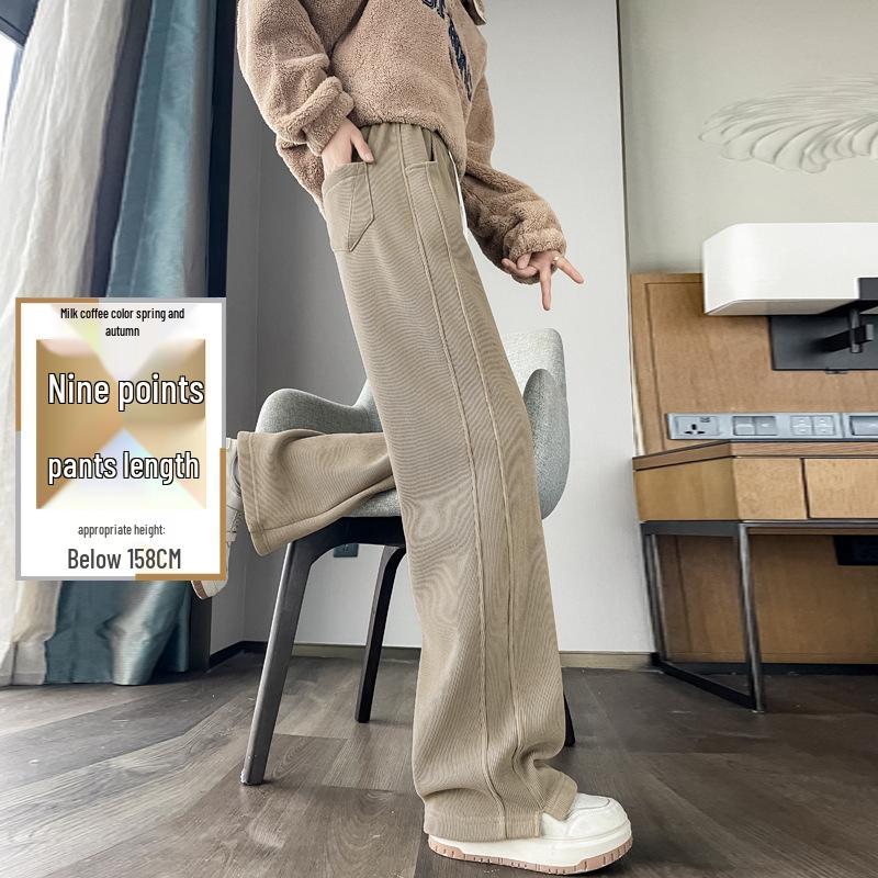 Женские широкие спортивные брюки из овечьей шерсти, осенне-зимние зауженные прямые, высокие плюс бархат, очень длинные, верхняя одежда хлопковые брюки.