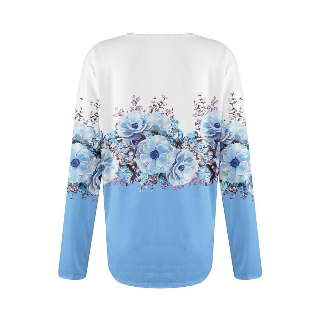 Women Sweatshirt Pullover Basic Quarter Zipper Long Sleeve Print Flowers Hoodie Casual Top