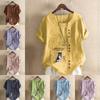 Women's Fashion Round Neck Short Sleeve T-shirt Casual Cotton Linen Graphic Shirt Leisure Loose Lovely Dog Prined Summer Blouse Tops