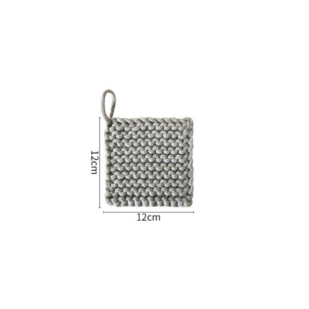 Вязаная хлопковая теплоизоляционная подставка под горячее, многоразовая, противоскользящая, нескользящая, для украшения стола, из шерстяного материала, вязаная вручную