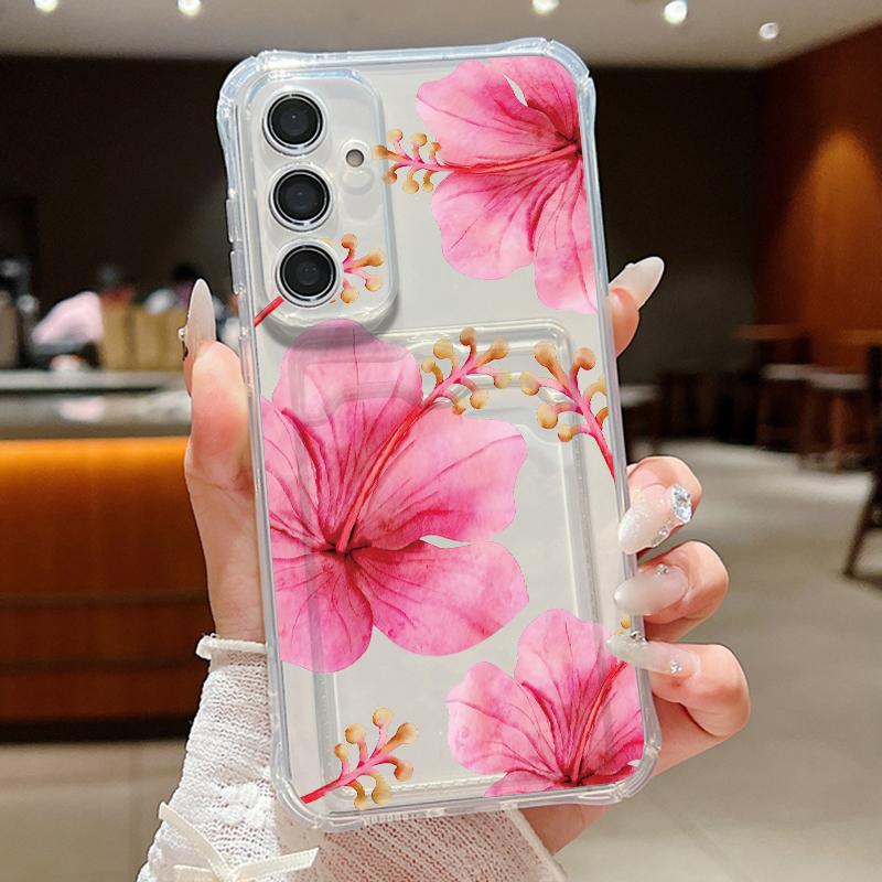 Чехол-карман с принтом красных цветов для телефона Samsung Galaxy S26 S25 Ultra S23 S24 FE A57 A17 A56 A55 A25 A16 A36 A15 5G, TPU