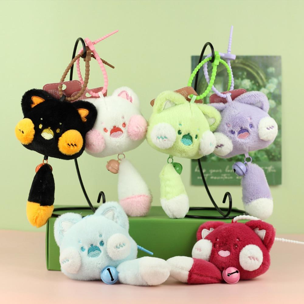 PP Cotton Cat Plush Keyring Long Tail Plush Cat Doll Pendant Plush Cat Keychain Bag Pendant