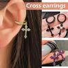 Goth Zircon Crystal Cross Drop Dangle Earring for Women Men Luxury Gold Silver Hoop Earrings Fashion Punk Jewelry