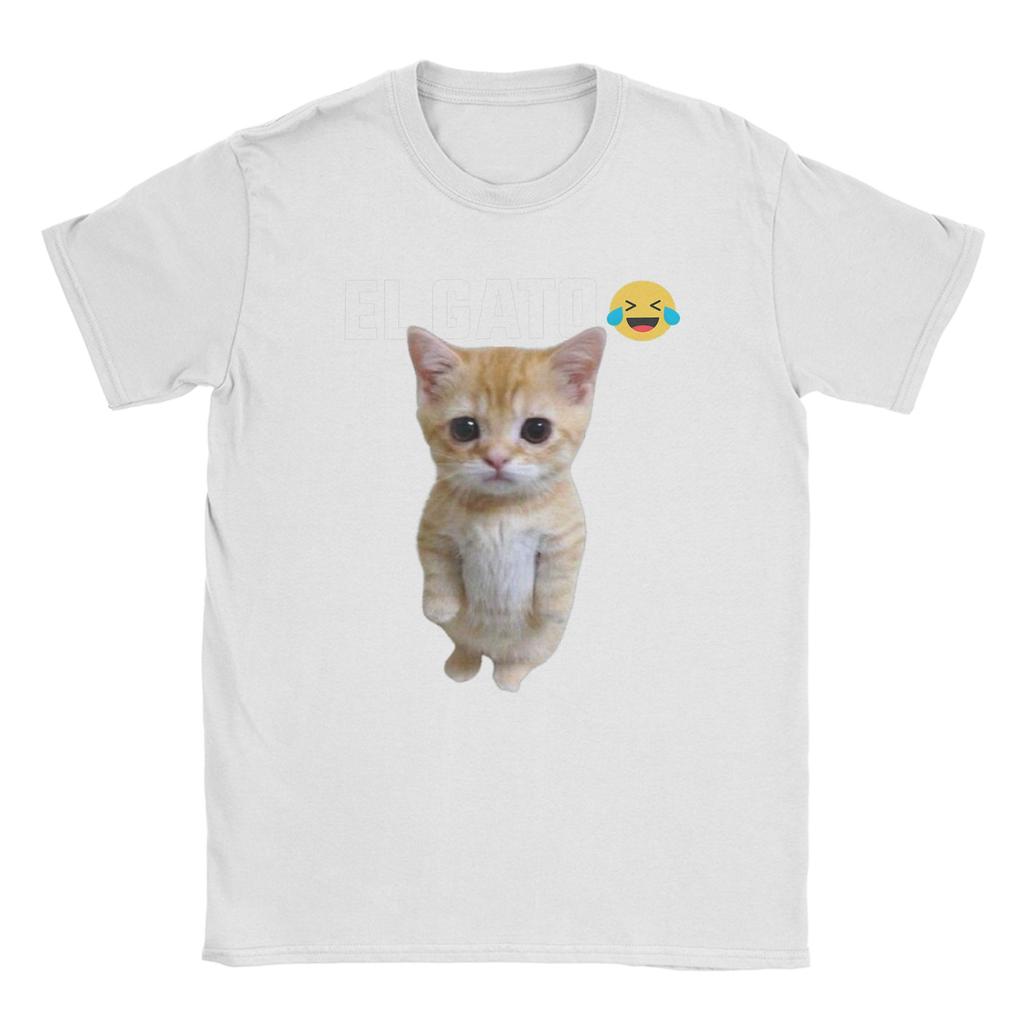 El Gato Meme Sad Crying Cat Munchkin Kitty Meme TShirt Summer Cotton T Shirts For Unisex Tshirt Short Sleeves Y2K Retro Clothing