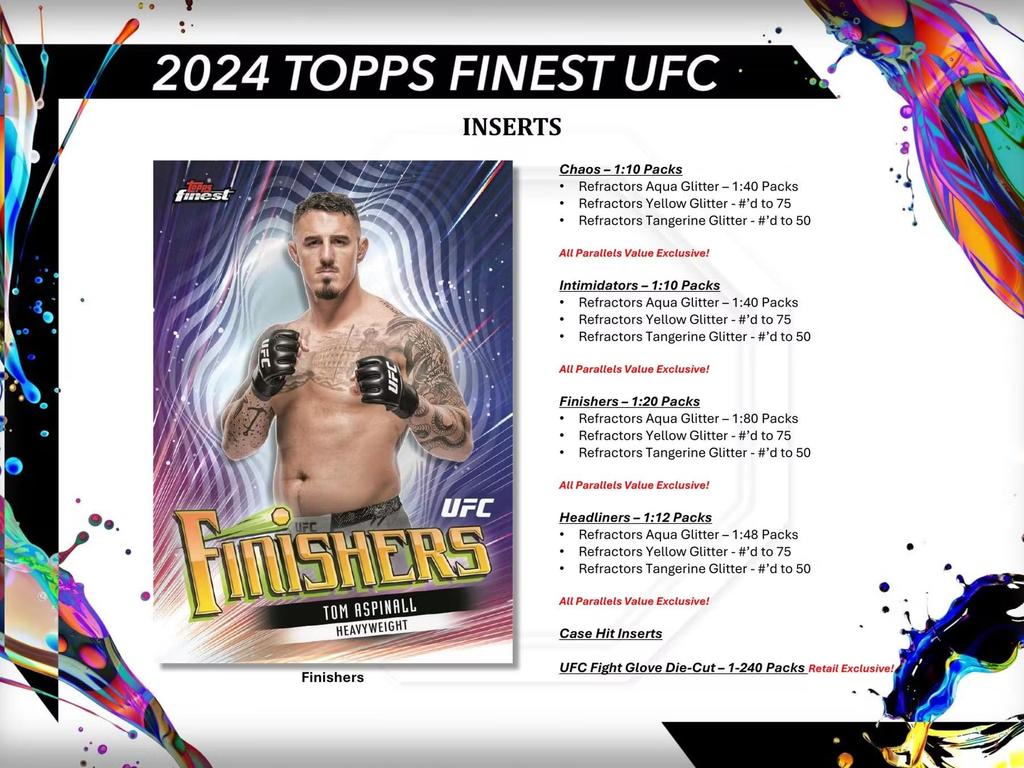 2024 Topps Finest UFC Бластерная коробка для коллекционных карточек 6 пакетов