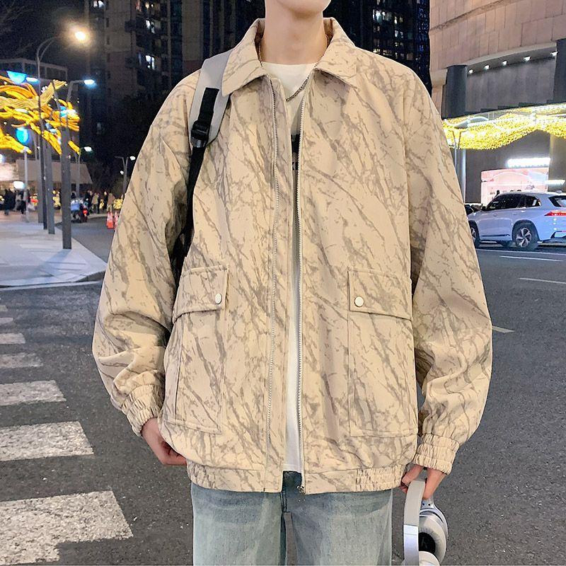 Рабочая куртка мужская весенне-осенняя ветрозащитная модная ретро в стиле Гонконга свободного большого размера повседневный топ вельветовая