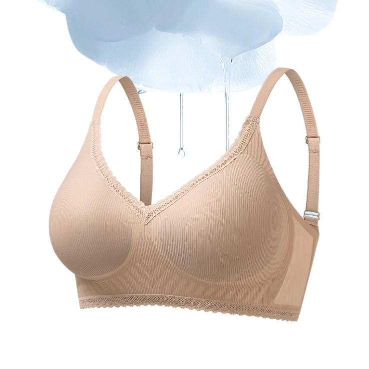 Cool and breathable gathering seamless liquid foundation underwear women's soft support no steel ring bra