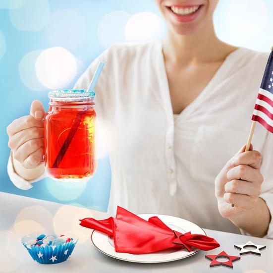 12 шт патриотических колец для салфеток красные белые синие деревянные кольца для салфеток в форме звезды многоразовые