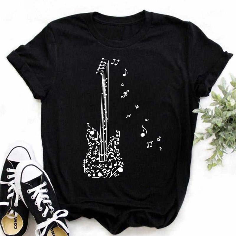 Новая футболка Harajuku Funny Music Note Art T 3D Printe женская футболка музыкальные топы короткие рукава черная футболка