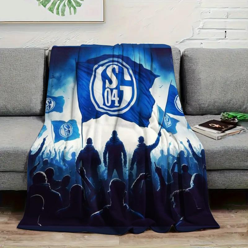 FC Schalke 04 Fan Flag Silhouette Print Fleece Blanket, Soft Warm Throw Blanket for Sofa Bed Football Fan Gift
