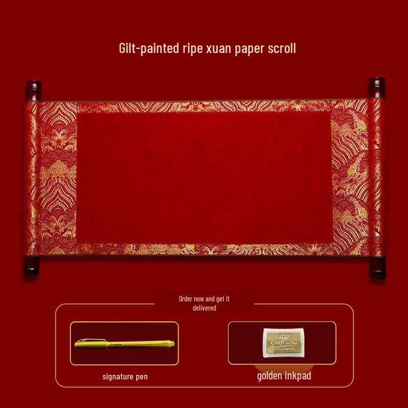 Red Wedding Scroll: Handwritten Marriage Certificate Paper for Betrothal and Engagement Celebrations