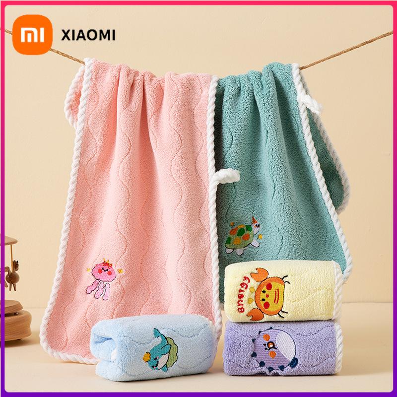 Xiaomi 25*50cm Baby Coral Fleece Towel for Baby Gift Kids Bathroom Hangable Handkerchief Cute Cartoon Printed Face Towel