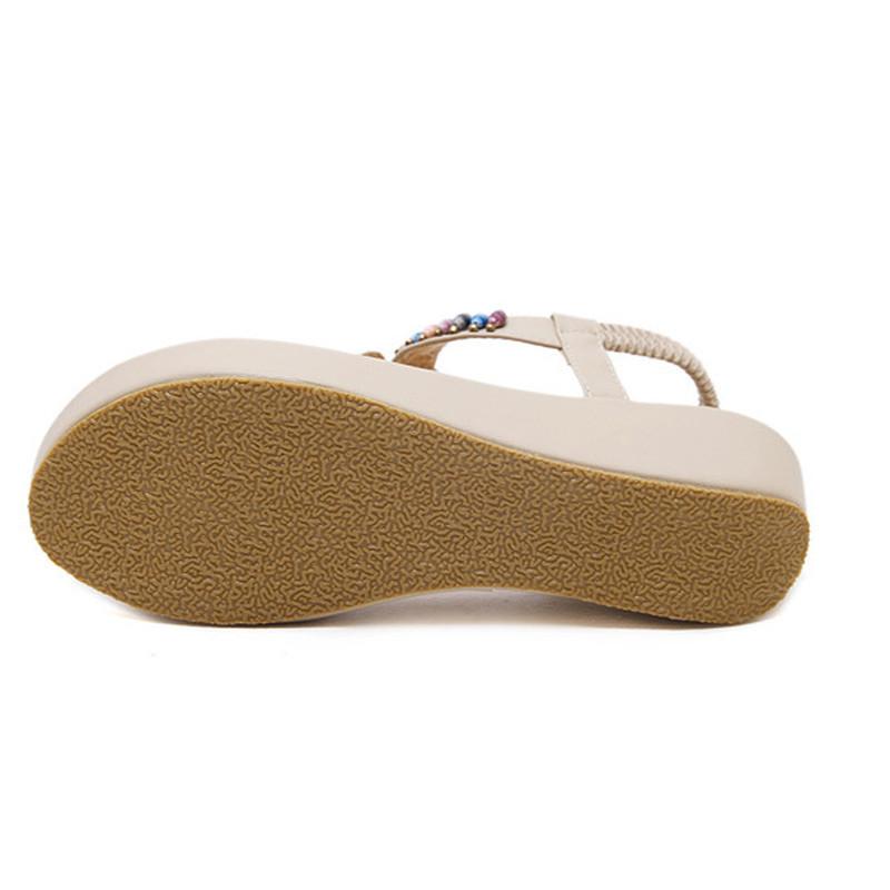 2024 2024 Hot Sale Summer Women Shoes New 2024 Slope Woman Sandals Beads Plus Size Female Soft Open Toe Wedges Women Sandals