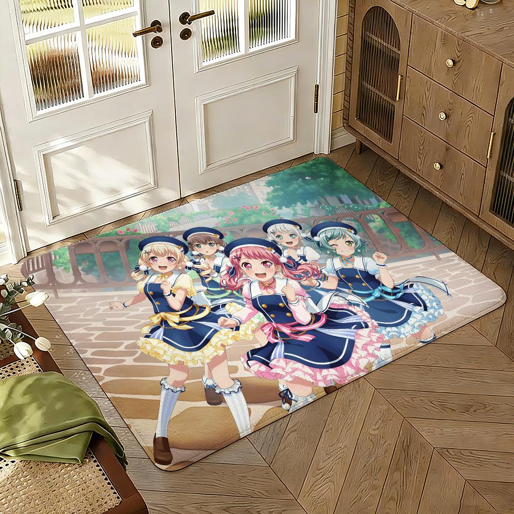 BanG Dream! Girls Band Party Floor Mat Soft Thickened Absorbent Non-Slip Bedroom Living Room Door Mat Home Decor Flannel Rugs