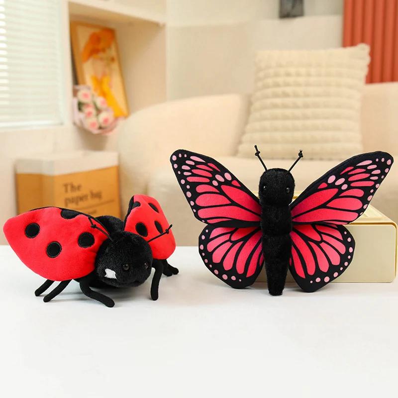 Cute Lifelike Insect Plush Toy Set Soft Butterfly Ladybug Bee Spider Stuffed Animals For Home Decor And Anime Fans Gift