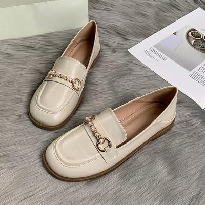 Женская обувь 2025 новые французские лоферы на плоской подошве, женские туфли-бини на мягкой подошве, студенческие маленькие одинарные туфли на один педаль