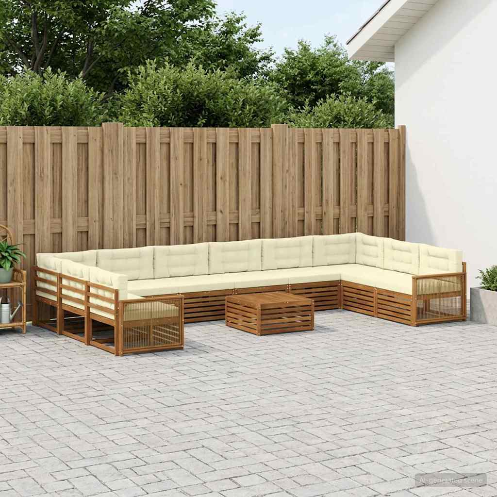 Outdoor Sofa Set with Cushions 11 pcs Solid Acacia Wood
