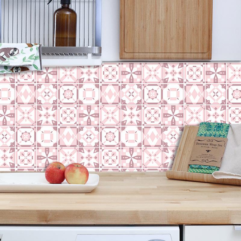 Розовый цветок, наклейка на плитку, кухонный фартук, маслостойкая ванная комната, водостойкая наклейка на стену для домашнего декора, художественная роспись