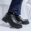 Derby Thick Soled Men's Shoes Fashionable Minimalist Style Outdoor Trendy Party Office Street Youth Quality Black Daily Shoes