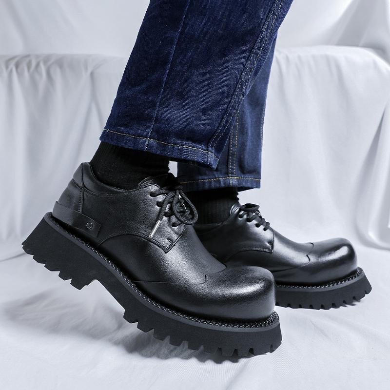 Дерби Толстая подошва Мужские туфли Модный минималистичный стиль Открытый Трендовый Вечеринка Офис Уличная молодежная Качественная черная повседневная обувь
