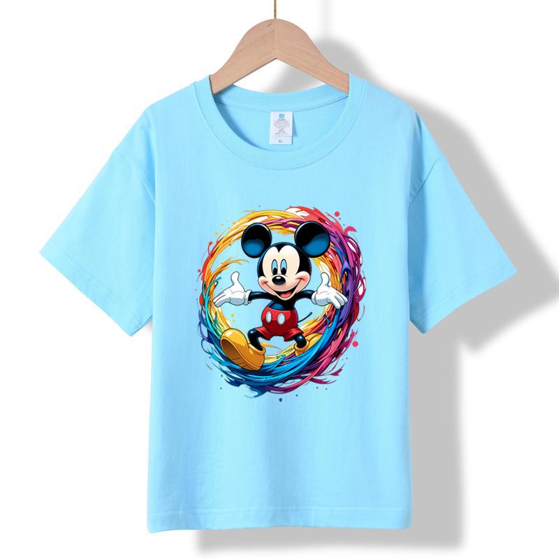 XH36 MINISO 2026 Summer New Printed Cotton Round Neck T-shirt for Children Aged 1-16, Boys and Girls