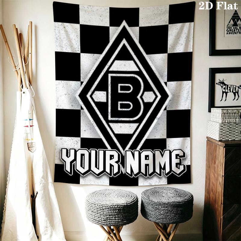 Custom Name Vfl Gladbach Wall Tapestry Aesthetic Wall Hanging Printed Fabric Blanket Decorative Tapestries for Bedroom Living Room Home Decor