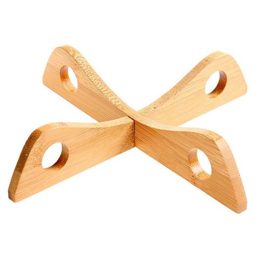 Detachable Bamboo Cross Stand Kitchen Pan Pot Insulated Shelf Heat Dish Holder