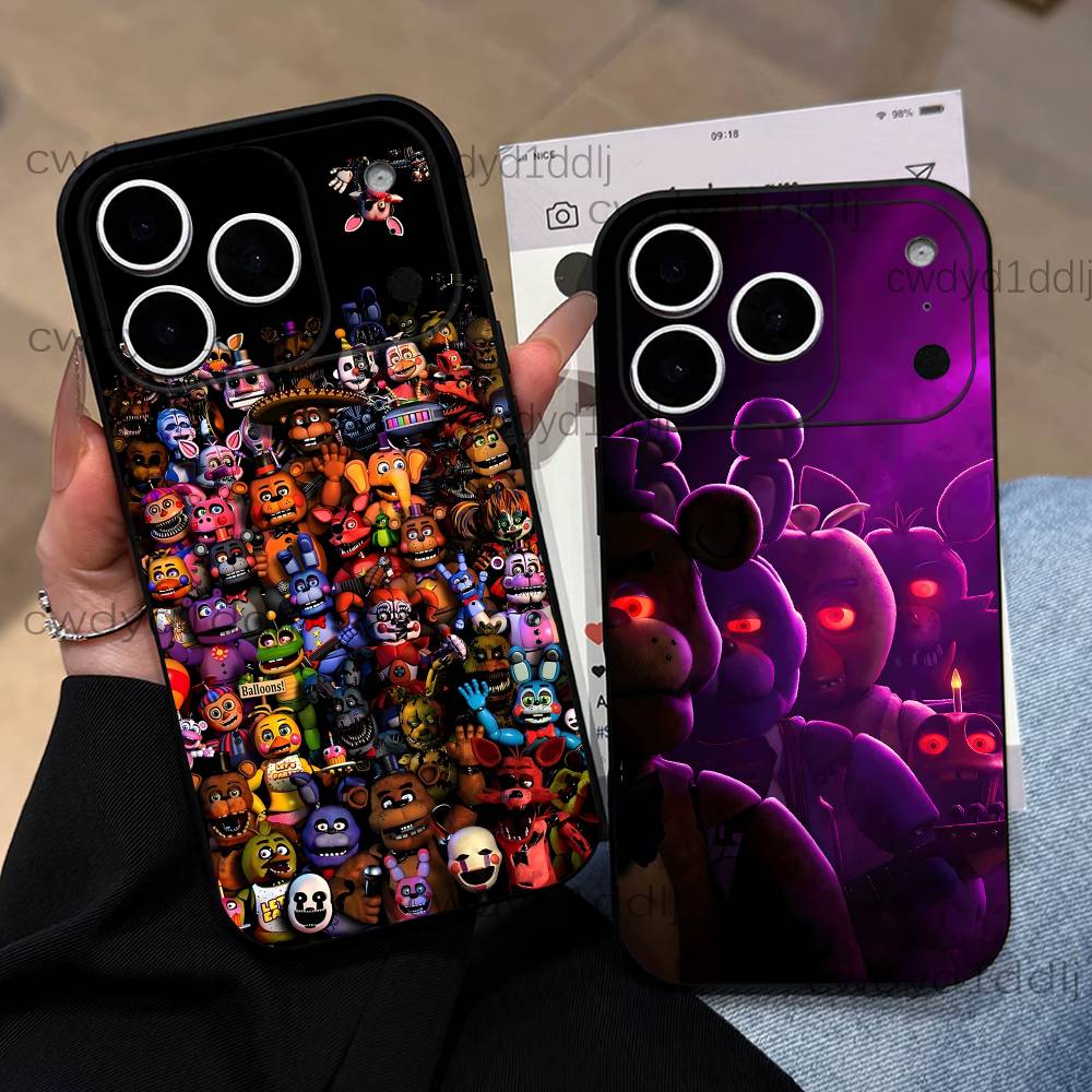 Fnaf Five-nights-At-Freddys For iPhone 17,16,15,11,12,14,13 Pro Max Mini XS,XR,7 Plus 16E Air Soft Black Dustproof Phone Case