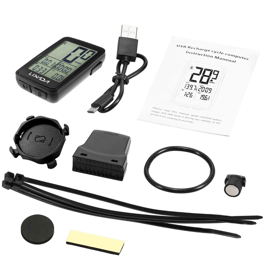 Lixada Перезаряжаемый через USB Беспроводной Велокомпьютер Велосипедный Спидометр Одометр с Держателем для Компьютера