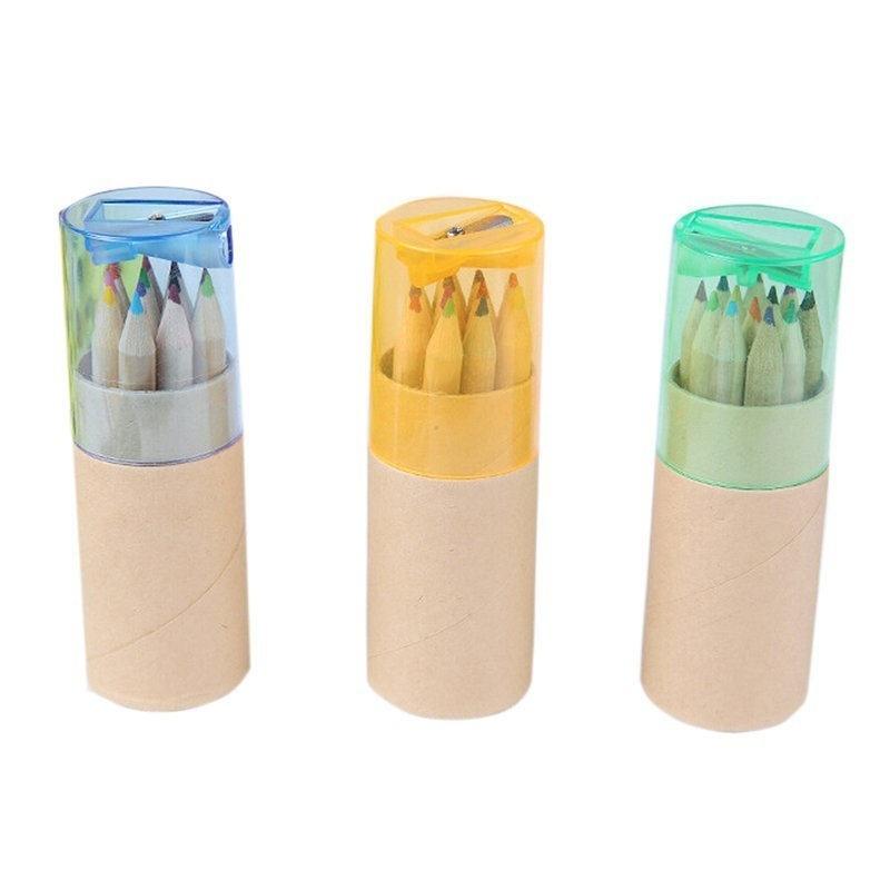 12 шт. деревянных цветных карандашей для письма 12 цветов с точилкой в подарок ребенку