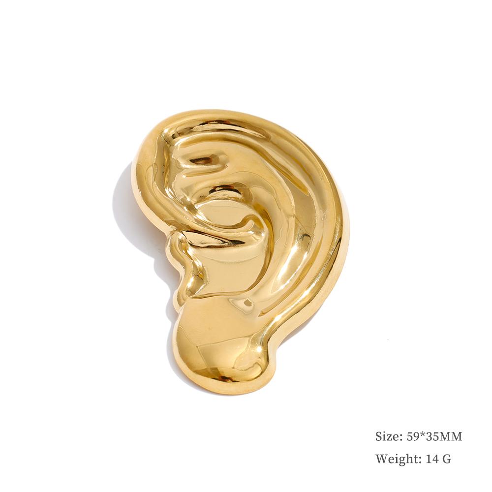 Yhpup Stainless Steel Ear Heart Love Punk Street Brooch Pin Waterproof Plated Clothes Hat Accessories Wholesale Cheap Accessory