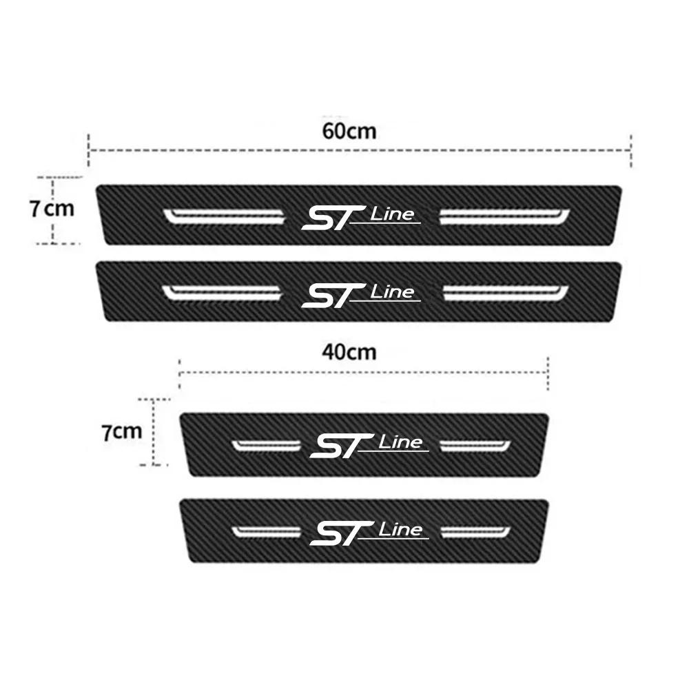 BAYS9 Carbon Fiber Car Door Sill Anti Kick Sticker Rear Bumper Trunk Scratch Guard Decals For Ford STline Logo Exterior Accessories