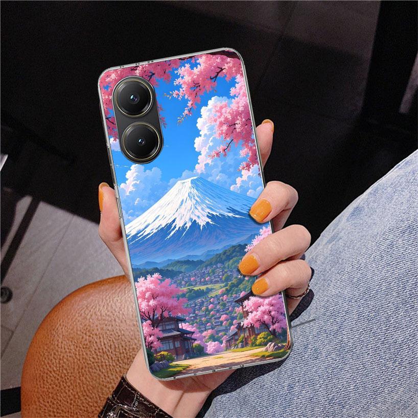 Японская вишня Гора Фудзи Чехол для телефона для Xiaomi Poco X7 X6 X5 Pro F7 Ultra Redmi 15C 15 13C 13 12C 12 10 10A 10C 9 9A 9C 9T Cov