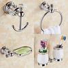 Bathroom Hardware Set Crystal Bath Towel Shelf Toilet Paper Holder Sliver Chrome Towel Bar Toilet Brush Holder Robe Hook EL8130