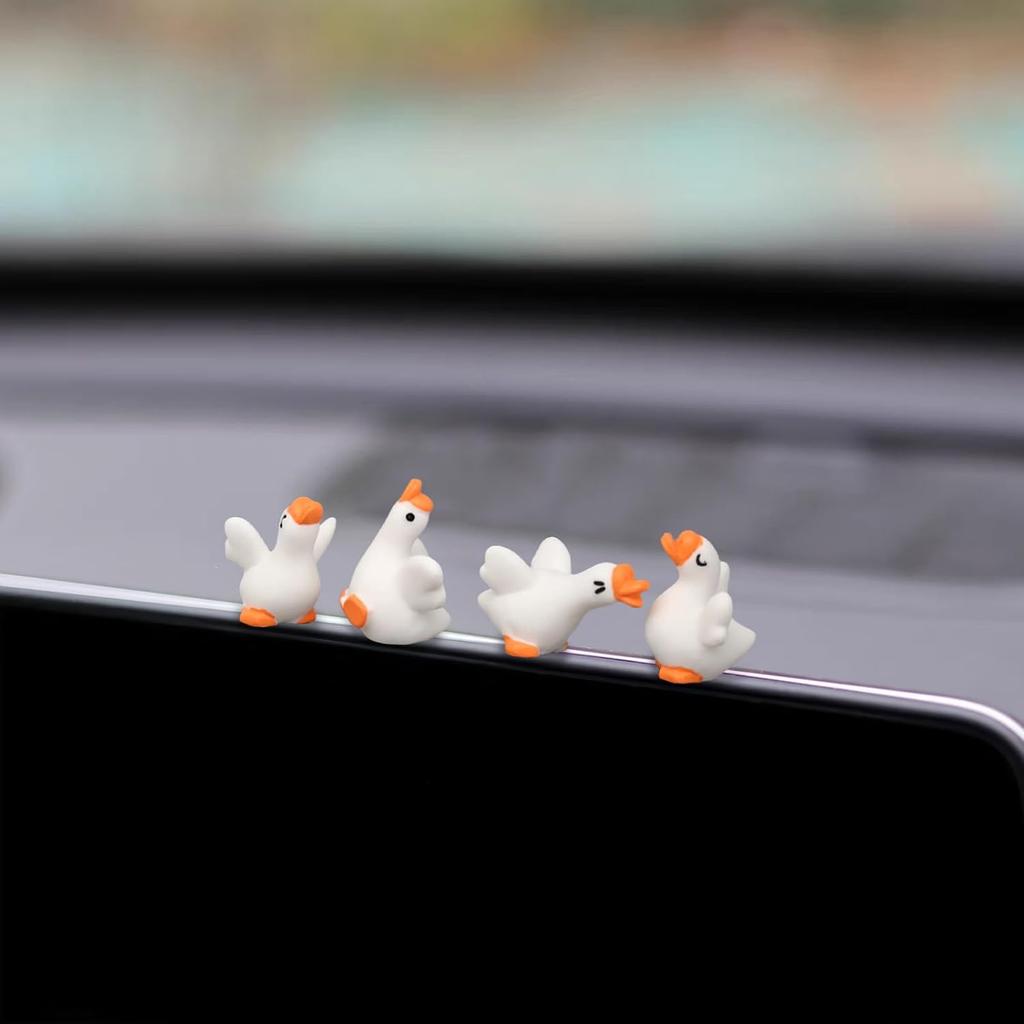 Смешной гусь, аксессуары для приборной панели автомобиля, милые автомобильные аксессуары для женщин, мини-фигурка гуся для автомобиля, дома, рабочего стола