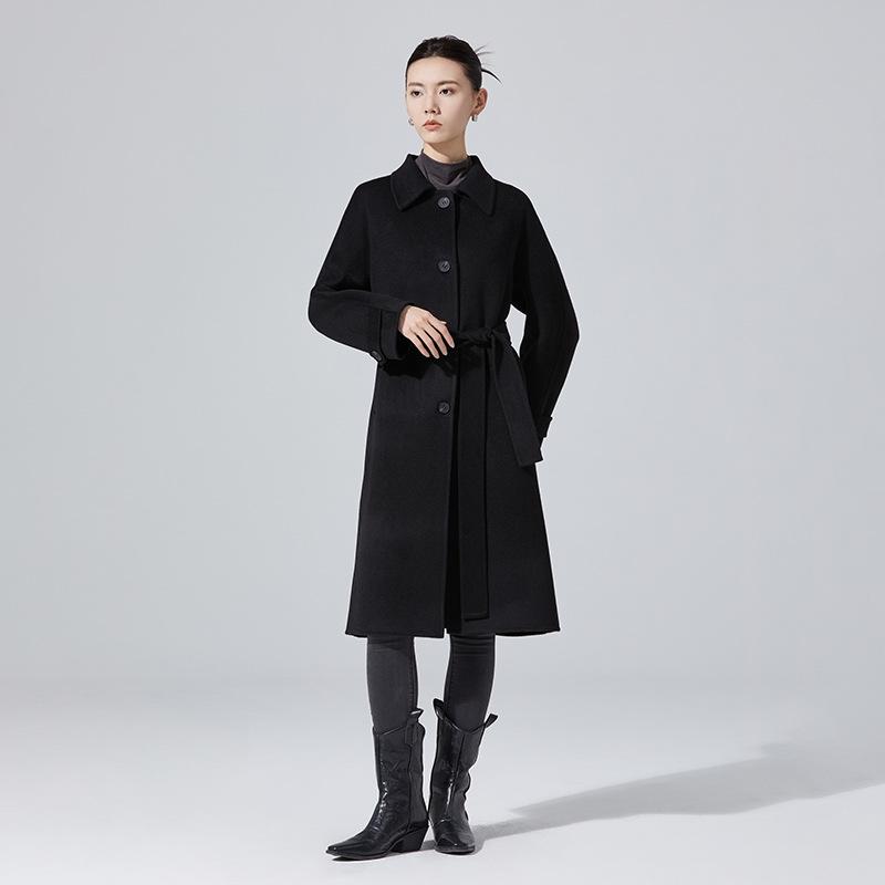 Elegant Double-Sided Wool Coat with Doll Collar and Multi-Button Design