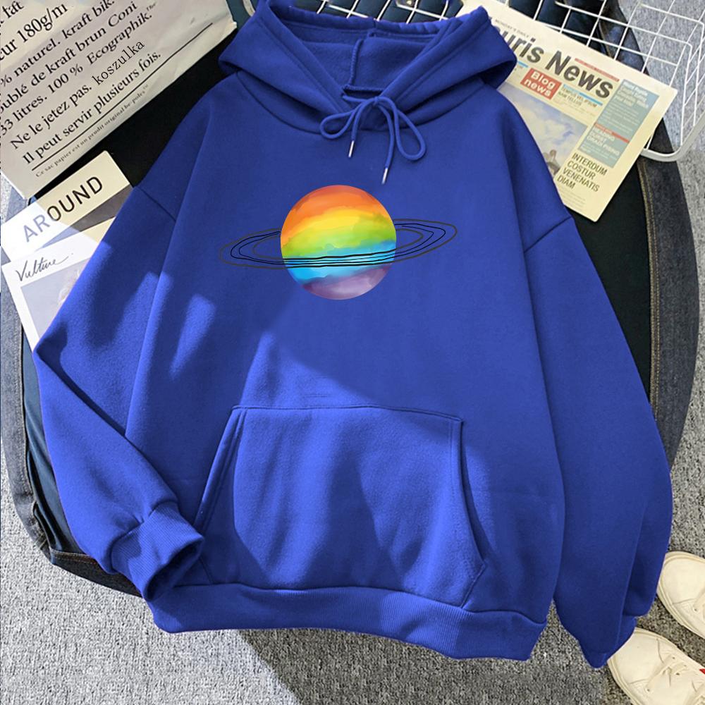 LGBT Streetwear Rainbow Planet Print Hoodie Harajuku Long Sleeve Hoody Ladies Tops Men Regular Sweatshirts Sudaderas Para