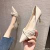 Женские летние новые туфли на высоком каблуке, повседневные туфли-лодочки с острым носком и неглубоким вырезом, универсальные элегантные рабочие туфли, модные удобные женские туфли
