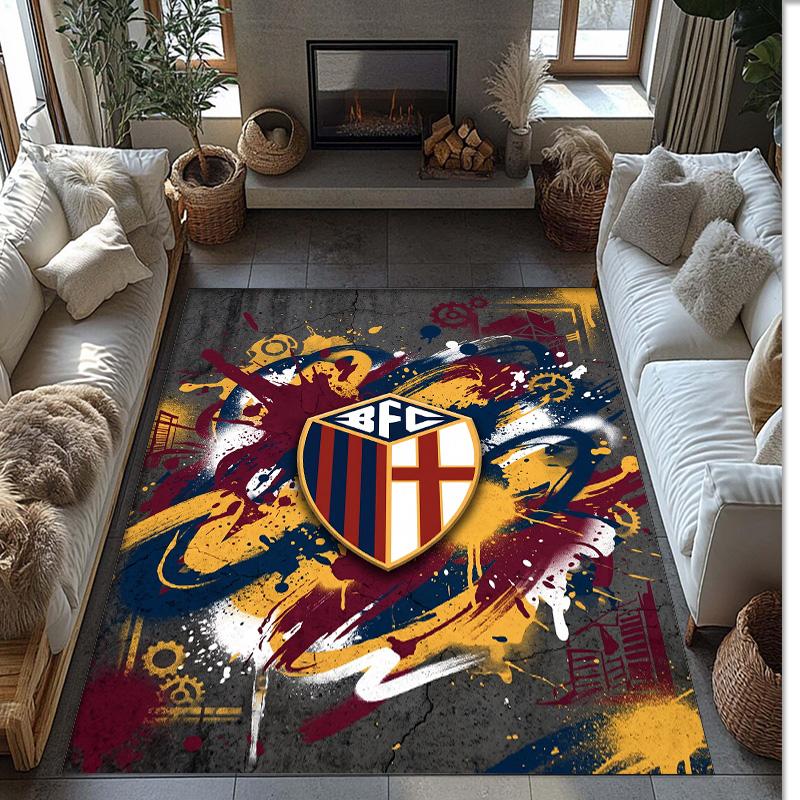 Bologna FC Soccer Football Pattern Soft Area Rug Non Slip Indoor Floor Carpet Sports Decor Mat for Bedroom