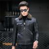 Winter New First-layer Calfskin Leather Jacket Men's Down Jacket Short Thickened Lapel Motorcycle Leather Jacket