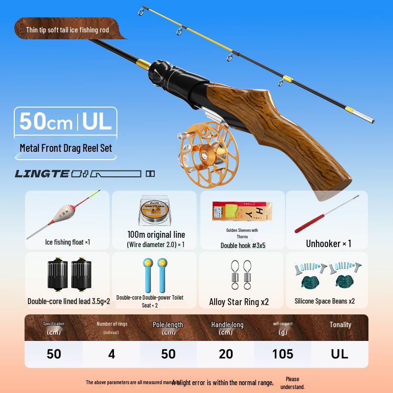 Портативный набор удочек для подледной рыбалки с катушкой с передним фрикционом для зимы и рыбалки с плота
