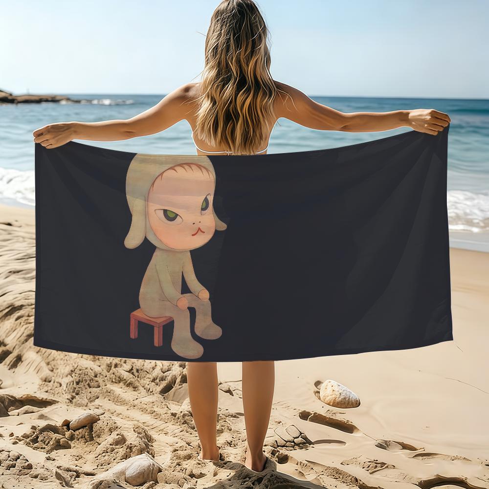 Yoshitomo Nara Art Towel Beach Towel Oversized Quick Dry Towel Absorbent Soft Swim BeachTowels for Men Women