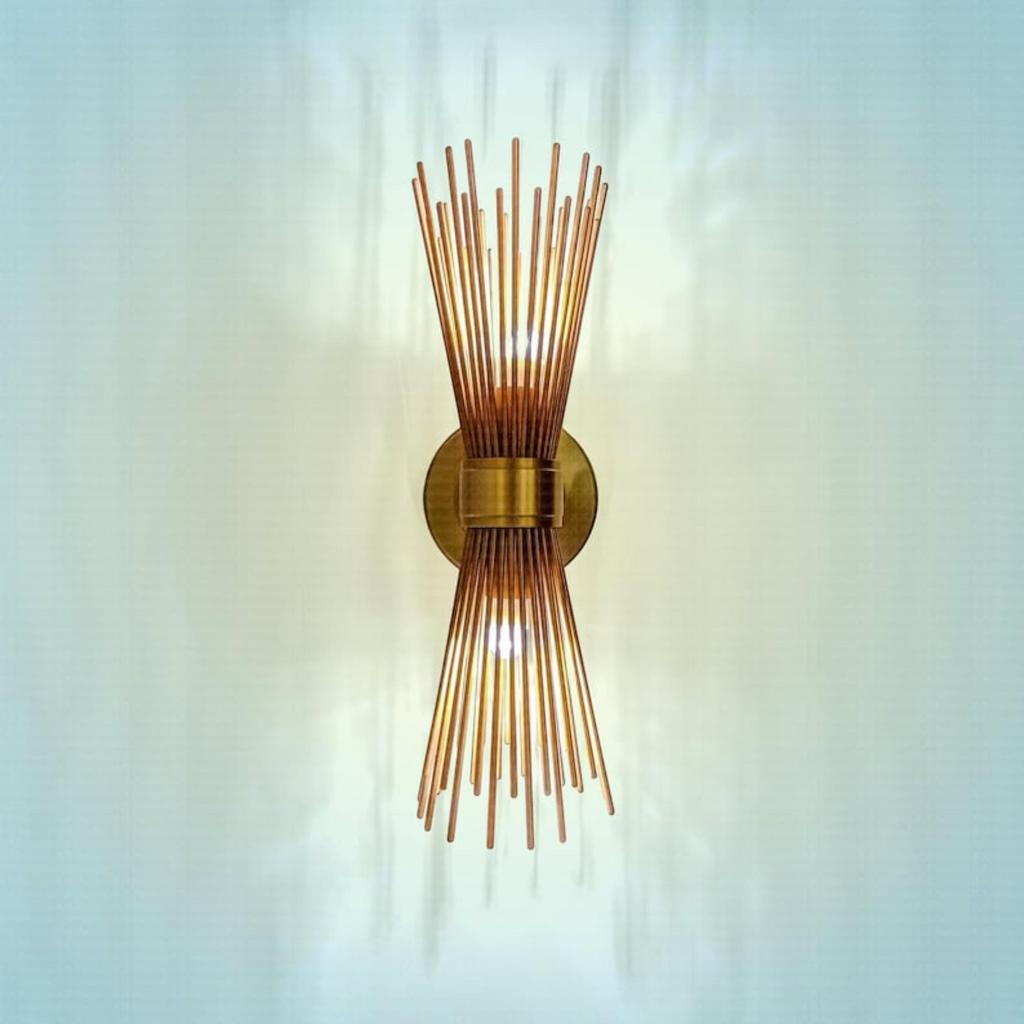 1950s Pair of Mid-Century Brass Sputnik Skyla Wall Fixture/Light/Sconce, Housewarming Gifts(Set of 2)