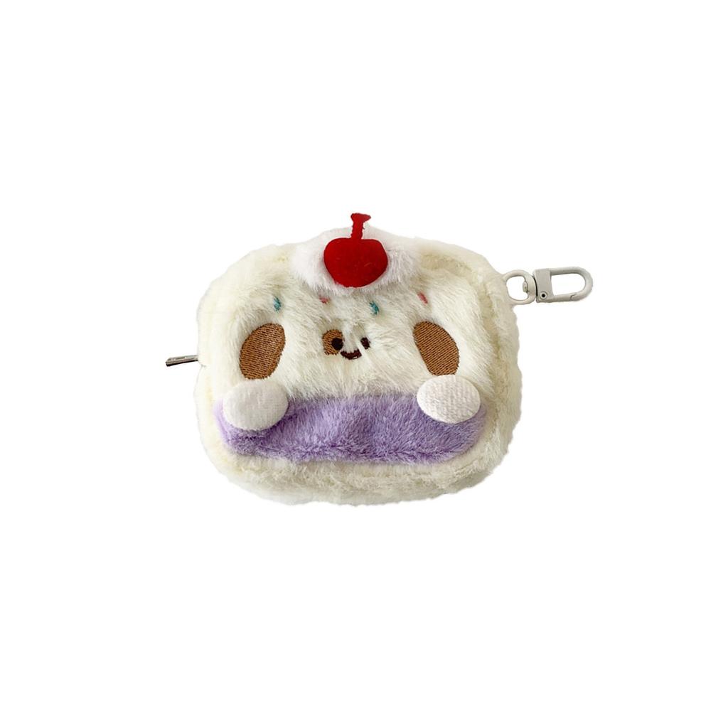 Плюшевая сумка для хранения наушников для девочек, милый плюшевый кошелек для монет, портативный карманный чехол для наушников