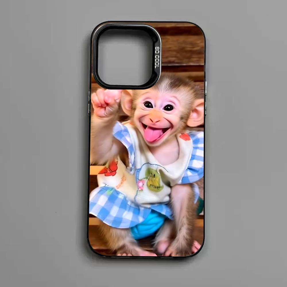 Милый забавный чехол-обезьянка для iPhone 17 16 15 14 13 Pro 12 11 Pro Max PLUS Цветная задняя крышка