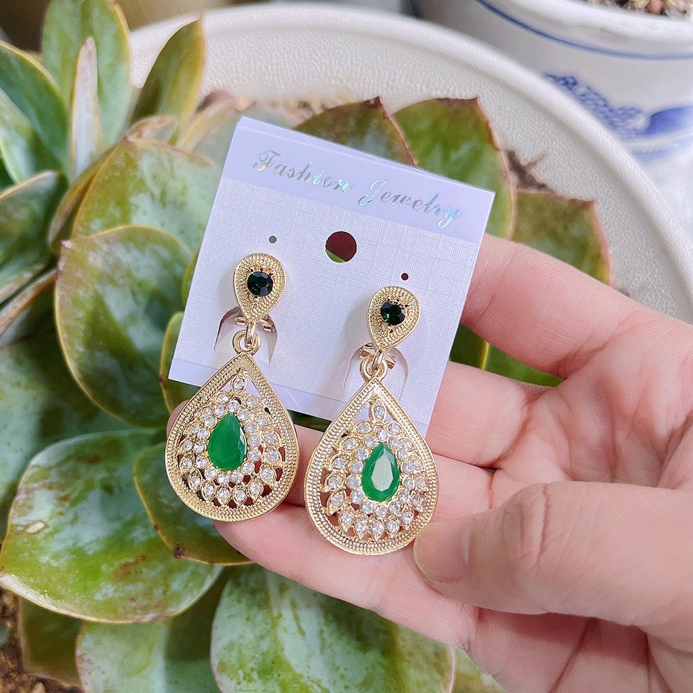 Элегантные круглые серьги-капли для женщин, серьги со стразами золотого цвета, свадебные украшения, свадебный подарок