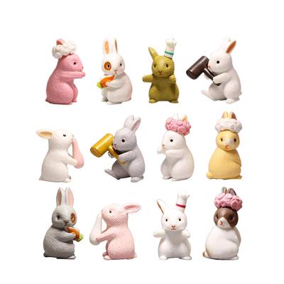 12 шт. Милые кролики, животные, персонажи, игрушки, фигурки, игровой набор, украшение для торта в саду, украшение для торта