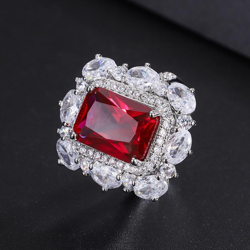 S111 Silver Needle European and American Popular Simulation Jewelry Accessories Set Imitation Pigeon Blood Red Corundum Pendant Necklace Ladies