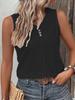 New European and American 2023 Summer Women's Solid Color Casual Round Neck Buttoned Vest T-shirt.