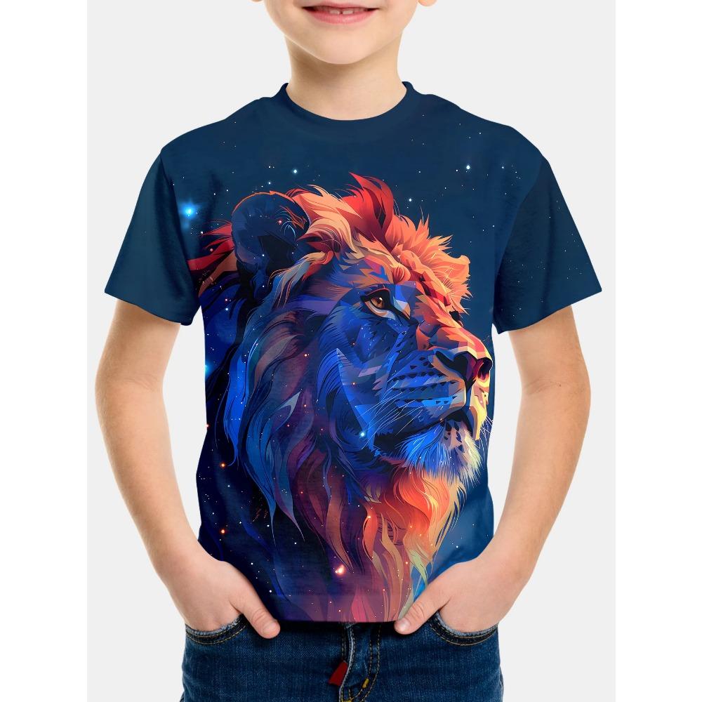 Boys' clothing 3D high-definition printed animal T-shirt street style summer comfortable casual round neck short sleeved children's T-shirt
